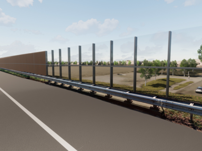 Sfeerimpressie geluidsscherm A67